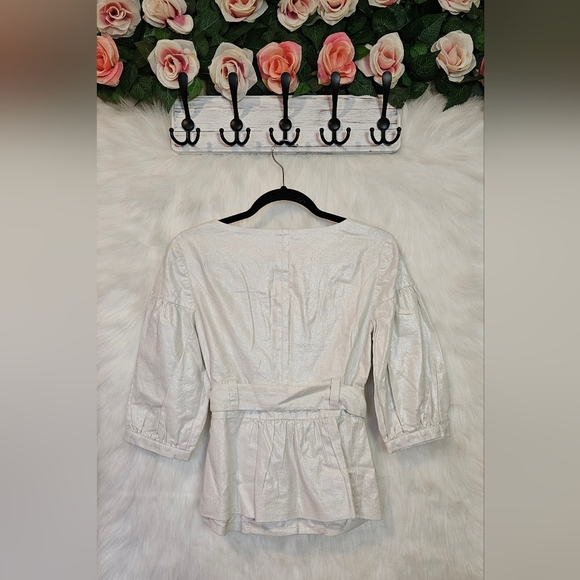 Mac & Jac Cropped Victorian Button Up  w/ Tie Belt - Picture 3 of 7